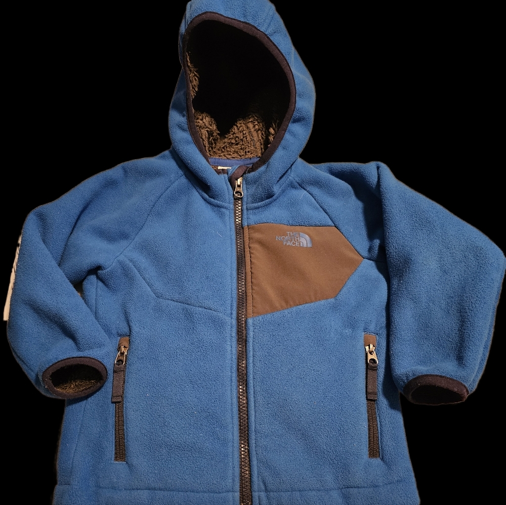 The North Face Jacket TNF Denali Hoodie Fleece Sherpa Lined Blue Kid's Size 4T - Picture 2 of 7